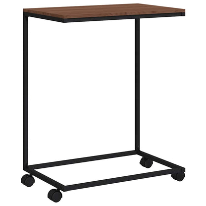 Side Table with Wheels Black 55x35x70 cm Engineered Wood