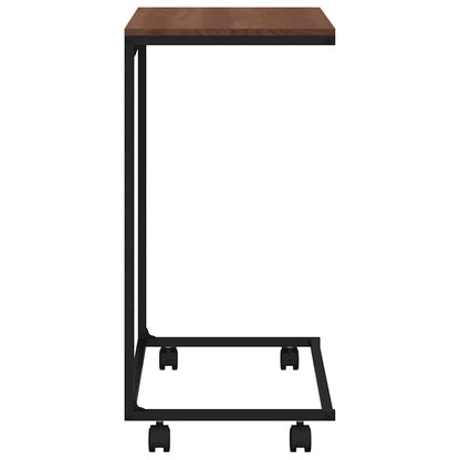 Side Table with Wheels Black 55x35x70 cm Engineered Wood