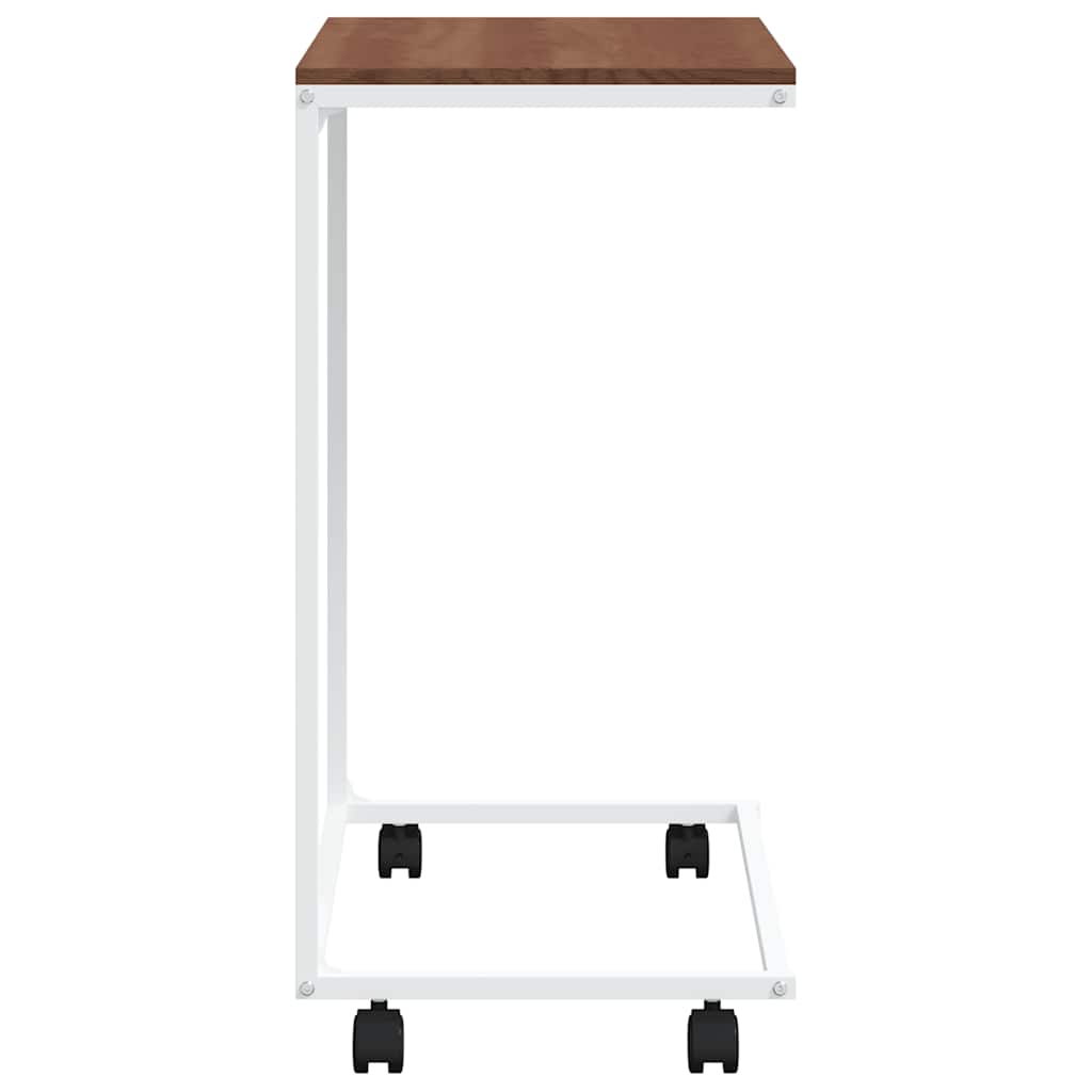 Side Table with Wheels White 55x35x70 cm Engineered Wood