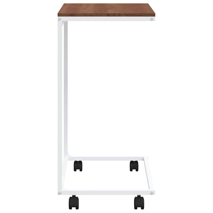 Side Table with Wheels White 55x35x70 cm Engineered Wood