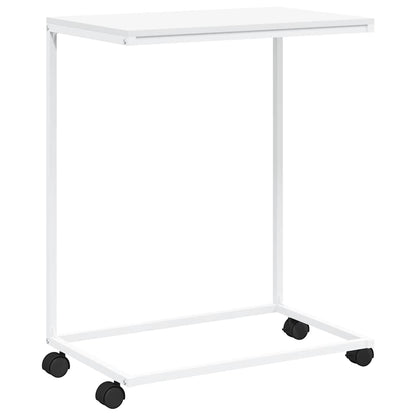 Side Table with Wheels White 55x35x70 cm Engineered Wood