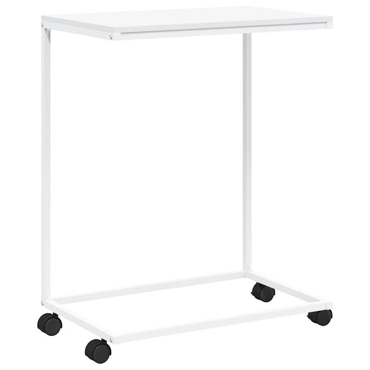 Side Table | White | Engineered Wood, Iron | Medium | Rollable