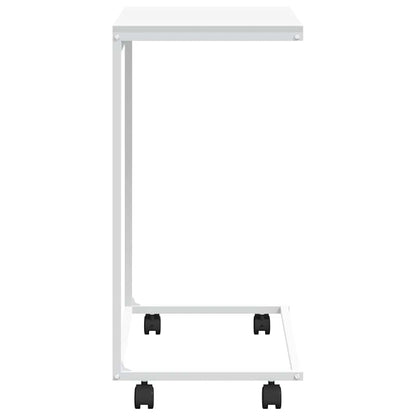 Side Table with Wheels White 55x35x70 cm Engineered Wood