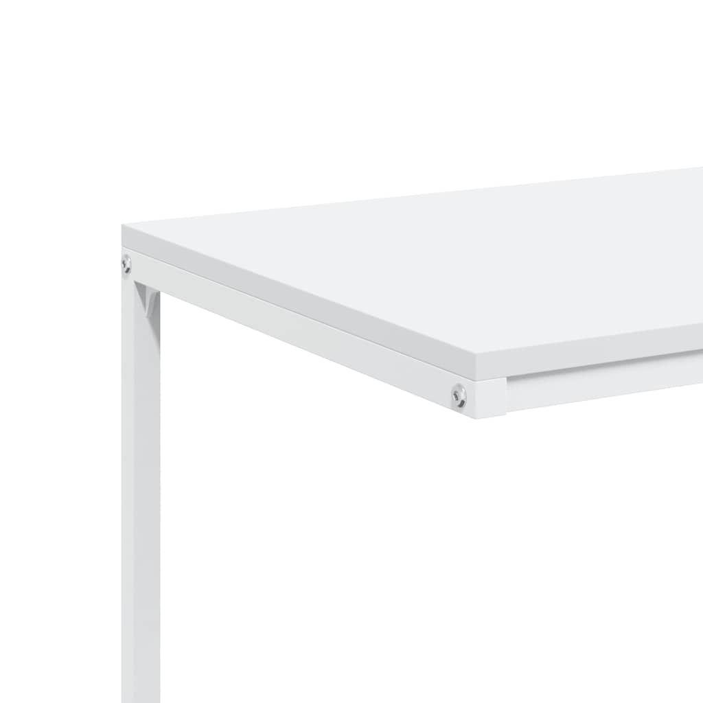 Side Table with Wheels White 55x35x70 cm Engineered Wood