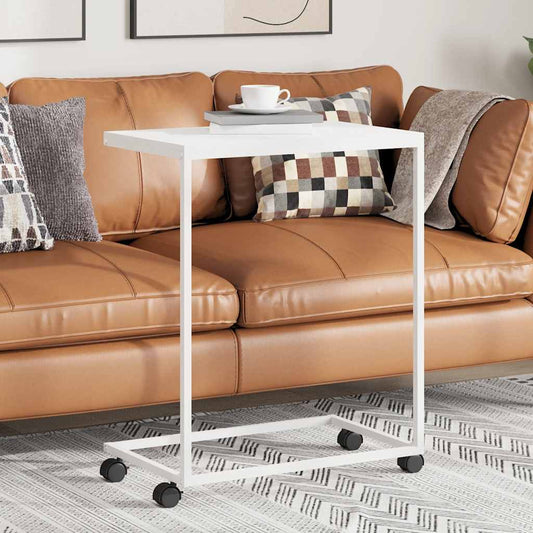 Side Table | White | Engineered Wood, Iron | Medium | Rollable