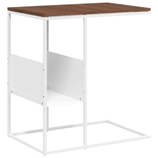 Side Table | White and brown | Engineered wood and iron | Standard