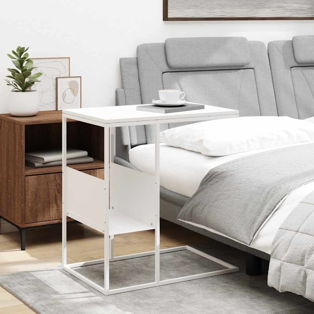Side Table White 55x36x59.5 cm Engineered Wood