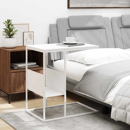 Side Table White 55x36x59.5 cm Engineered Wood