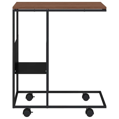 Side Table with Wheels Black 55x36x63.5 cm Engineered Wood