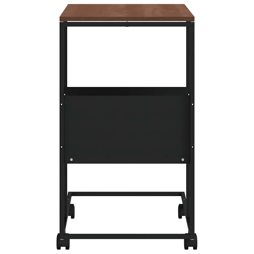 Side Table with Wheels Black 55x36x63.5 cm Engineered Wood