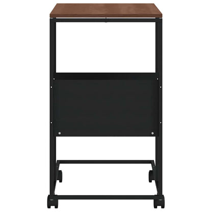 Side Table with Wheels Black 55x36x63.5 cm Engineered Wood