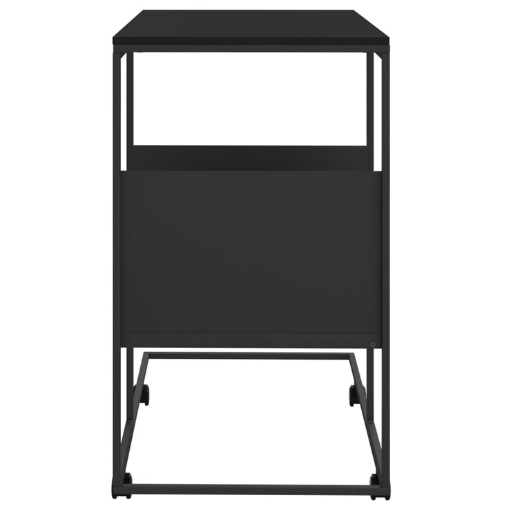 Side Table with Wheels Black 55x36x63.5 cm Engineered Wood