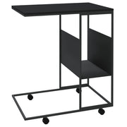 Side Table with Wheels Black 55x36x63.5 cm Engineered Wood