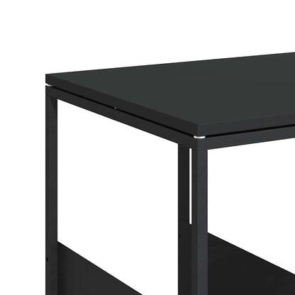 Side Table with Wheels Black 55x36x63.5 cm Engineered Wood