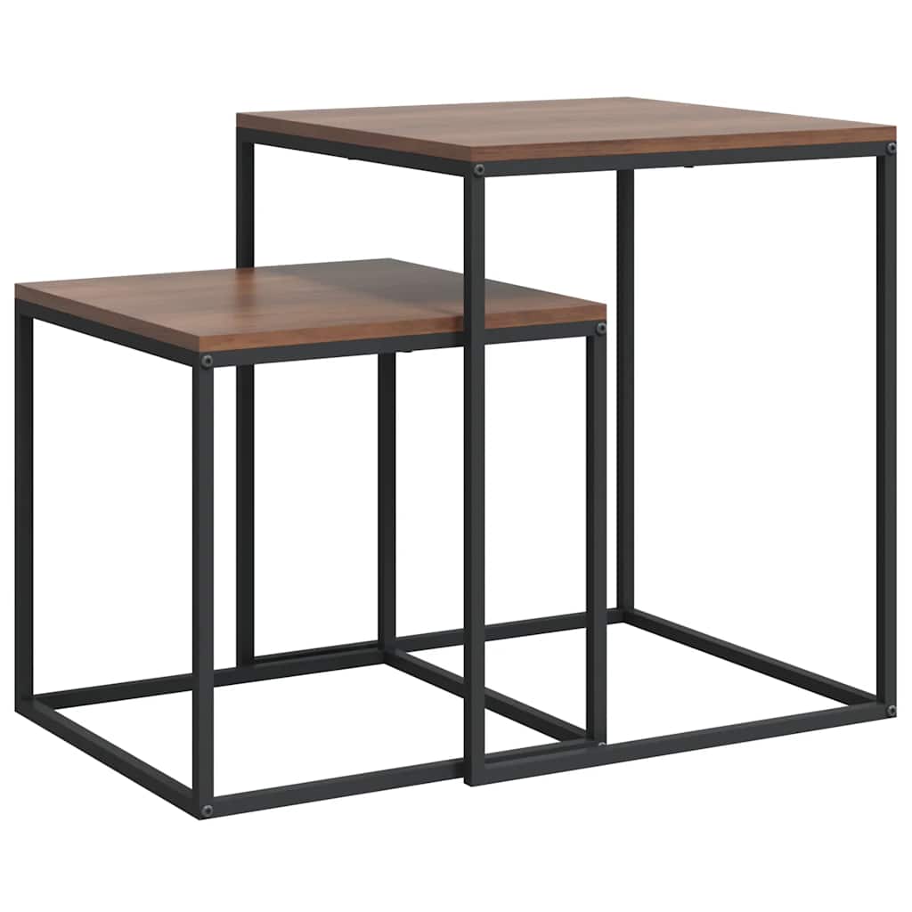 Coffee Table Set 2 pcs Engineered Wood and Metal