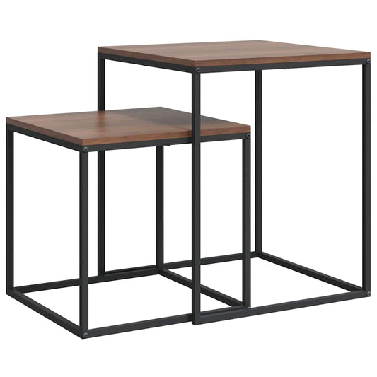 Coffee Table Set | Set of 2 | Black and brown | Engineered wood and iron