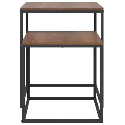 Coffee Table Set 2 pcs Engineered Wood and Metal