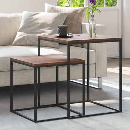 Coffee Table Set 2 pcs Engineered Wood and Metal