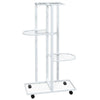 4-Floor Flower Stand with Wheels 17.3"x9.1"x31.5" White Iron