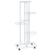 5-Floor Flower Stand with Wheels 17.3"x9.1"x39.4" White Iron