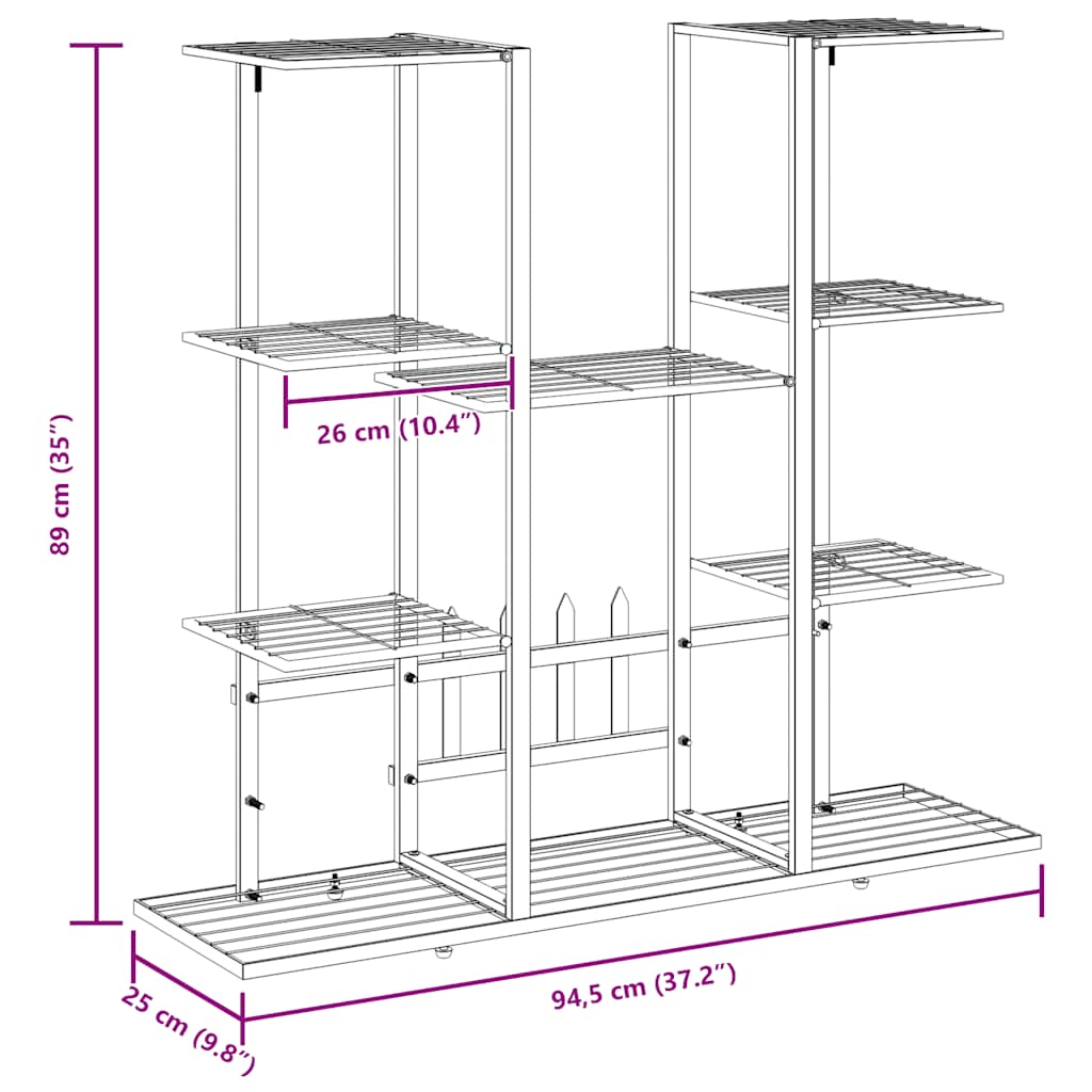Flower Stand 37.2"x9.8"x35" White Iron