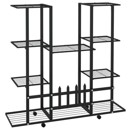 Flower Stand with Wheels 94.5x24.5x91.5 cm Black Iron