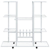Flower Stand with Wheels 37.2"x9.6"x36" White Iron