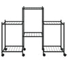 Flower Stand with Wheels 32.7"x9.8"x25" Black Iron