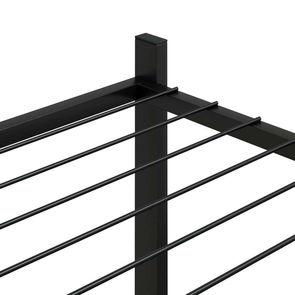 Flower Stand Black Powder-Coated Iron Tall Rollable
