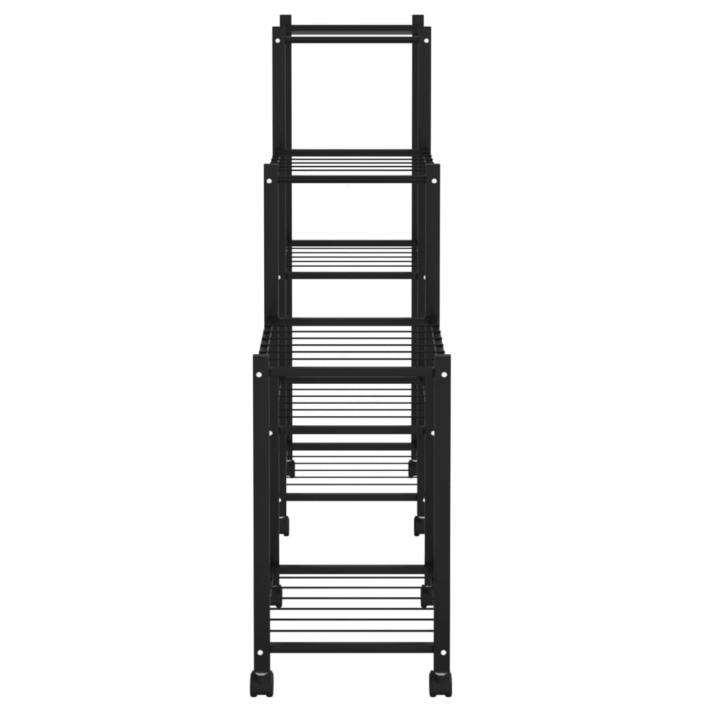 Flower Stand with Wheels 83x25x83.5 cm Black Iron