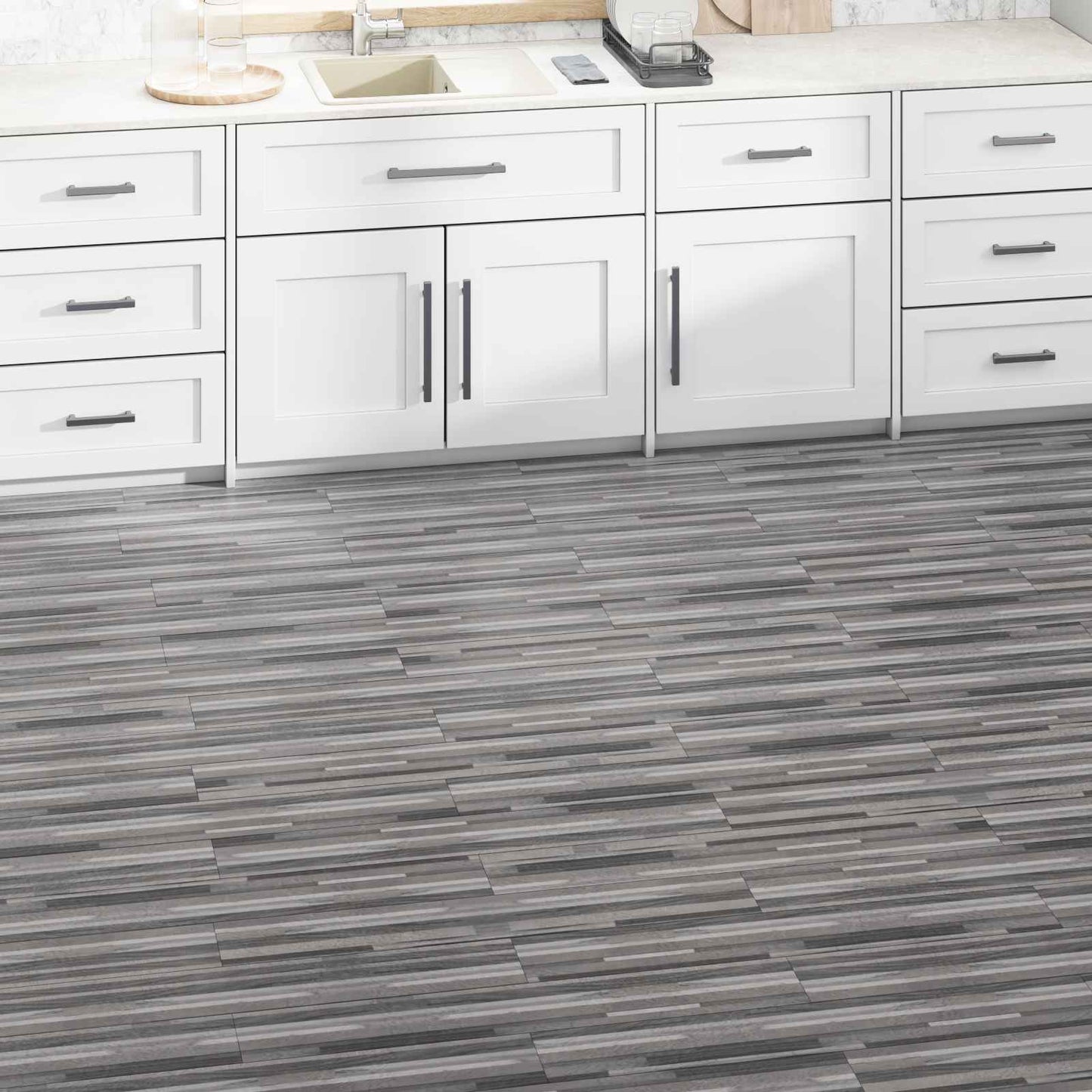 Flooring Planks 2.51 m² 18 pcs PVC Striped grey