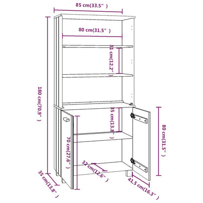 Highboard HAMAR Solid Wood Pine White