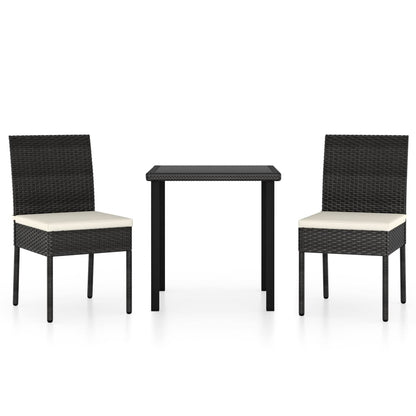 Outdoor Dining Set | Black,Cream | Poly rattan | 3 Piece Set | Durable