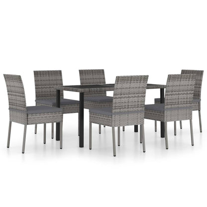 Outdoor Dining Set | Grey | Poly rattan, powder-coated steel, glass