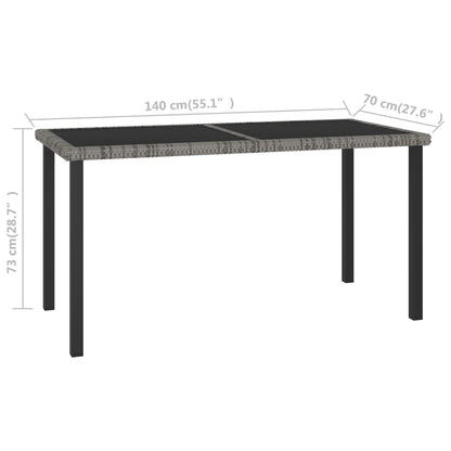 Outdoor Dining Set | Grey | Poly rattan, powder-coated steel, glass