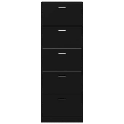 Shoe Cabinet Black 59x17x169 cm Engineered Wood