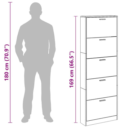 Shoe Cabinet Black 59x17x169 cm Engineered Wood