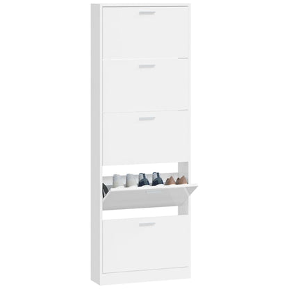 Shoe Cabinet High Gloss White 59x17x169 cm Engineered Wood
