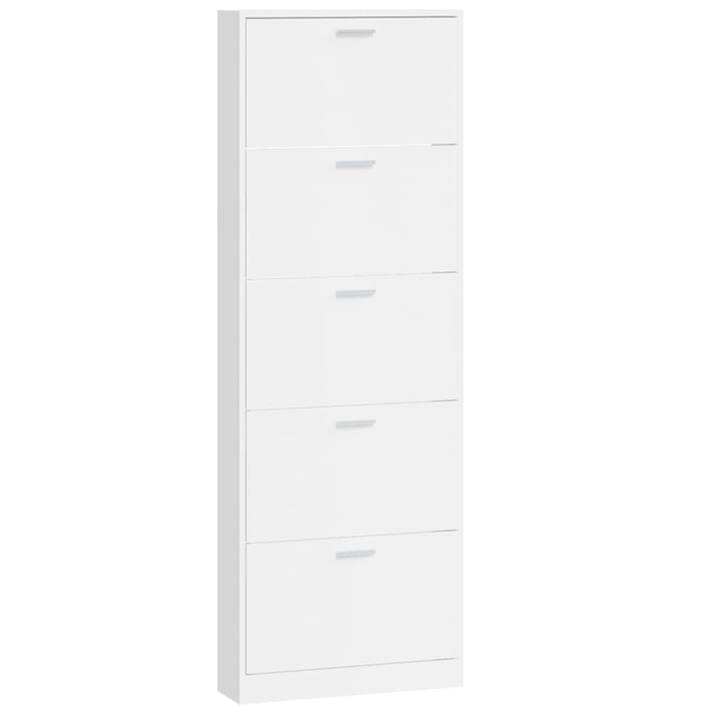 Shoe Cabinet High Gloss White 59x17x169 cm Engineered Wood