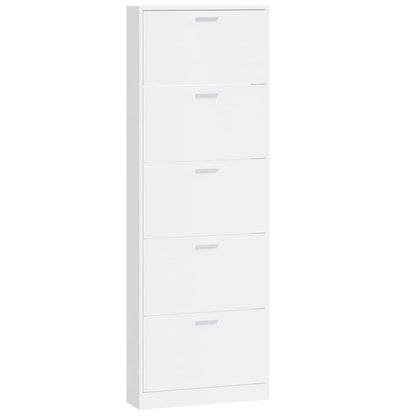 Shoe Cabinet High Gloss White 59x17x169 cm Engineered Wood