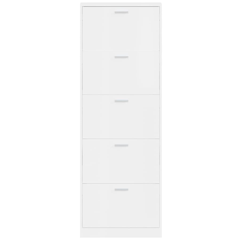 Shoe Cabinet High Gloss White 59x17x169 cm Engineered Wood