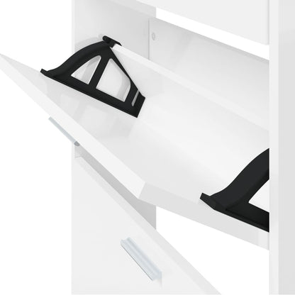 Shoe Cabinet High Gloss White 59x17x169 cm Engineered Wood