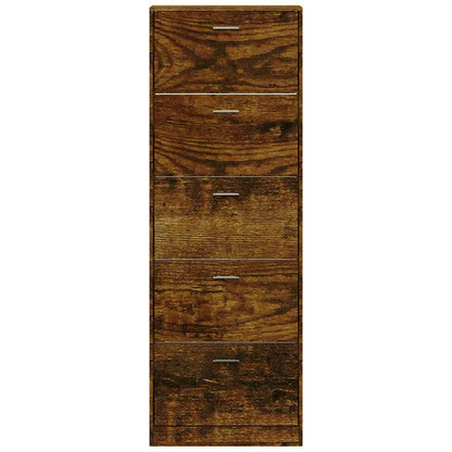 Shoe Cabinet Smoked Oak 59x17x169 cm Engineered Wood