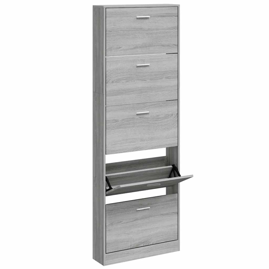 Shoe Cabinet Grey Sonoma 59x17x169 cm Engineered Wood