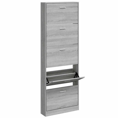 Shoe Cabinet Grey Sonoma 59x17x169 cm Engineered Wood