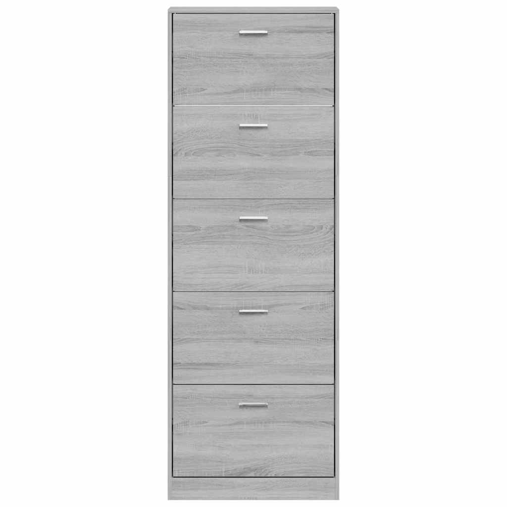 Shoe Cabinet Grey Sonoma 59x17x169 cm Engineered Wood