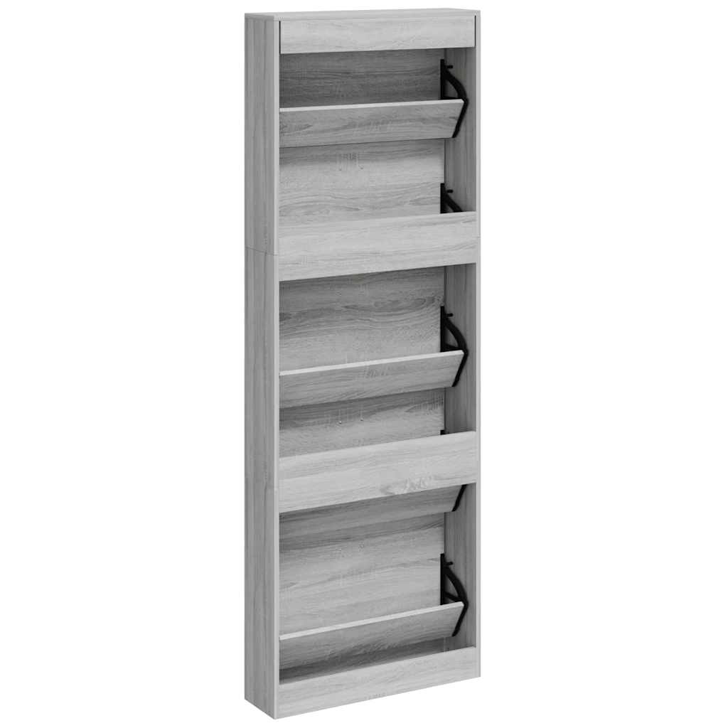Shoe Cabinet Grey Sonoma 59x17x169 cm Engineered Wood