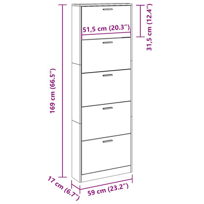Shoe Cabinet Grey Sonoma 59x17x169 cm Engineered Wood