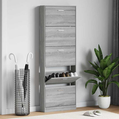 Shoe Cabinet Grey Sonoma 59x17x169 cm Engineered Wood