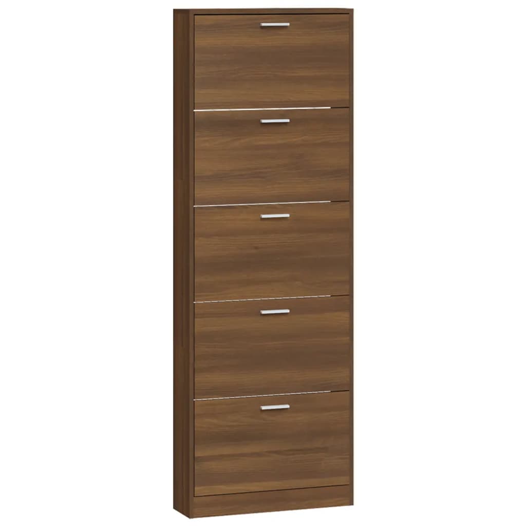 Shoe Cabinet Brown Oak 59x17x169 cm Engineered Wood